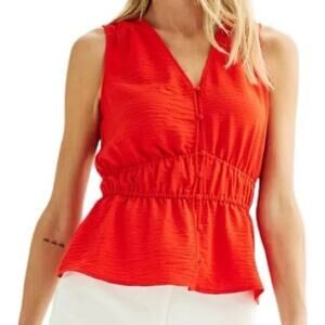 Nine West medium red peplum career shell office blouse work top professional